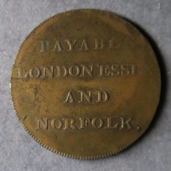 18th cent Token Middlesex D&H 923 London Essex & Norfolk Halfpenny