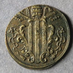 Italy Brass coin weight to weigh Papal States 1/2 Ducat Zeccino with arms of Benedict XIV