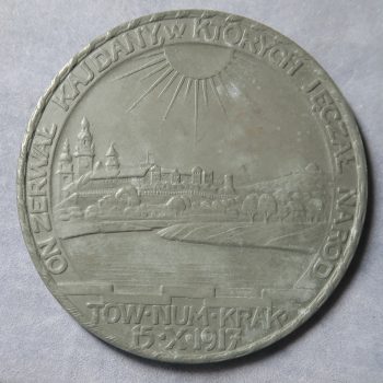 Poland 1917 Zinc medal Tadeusz Kosciuszko 1746-1817 centenary of patriot by Wyzocki