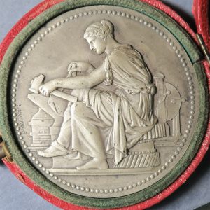 Art Nouveau silver medal by F Chabaud "Industrie" - La Chambre Syndicale De La Carrosserie