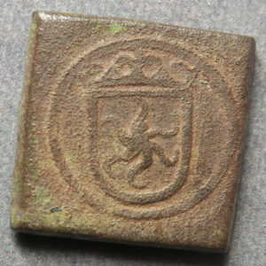 France Ecu Au Soleil brass coin weight Antwerp made square Hand
