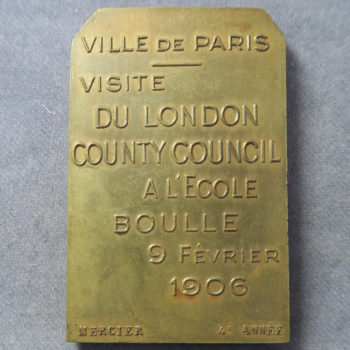 Le Metal medal 1906 bronze plaque medal visit of London Council to Paris