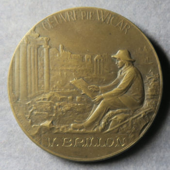 Art Nouveau bronze medal Society of Science of Lille by Hippolyte Lefebvre France