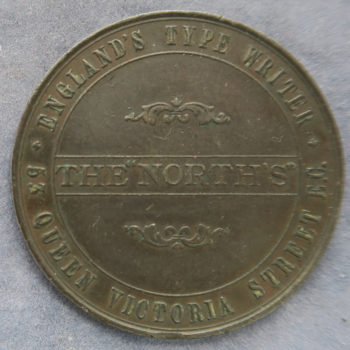 North's Type Writer Advertising - Dessau's Calendar medal 1895 made by R E Daish of Edinburgh