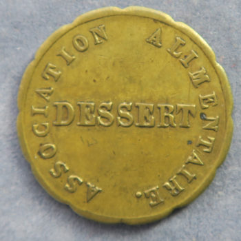France, Ville de Grenoble 1850 token Association Alimentaire Dessert token jeton Brass