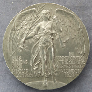 Olympic Games London 1908 Participation medal in Pewter by Bertram Mackennal