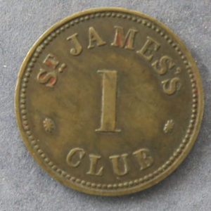 St James's Club - London Crown Tavern Gt. Crown Court Claxton's - token