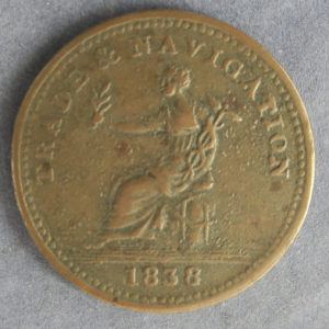 British Guiana Stiver 1838 KM# Tn1 copper token