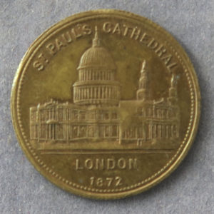 Recovery of Prince of Wales celebrations at St Paul's cathedral 1872 farthing size medal, counter