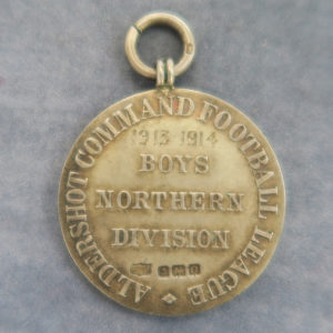 Aldershot Command Football League Boys Northern Division 1913-14 silver medal