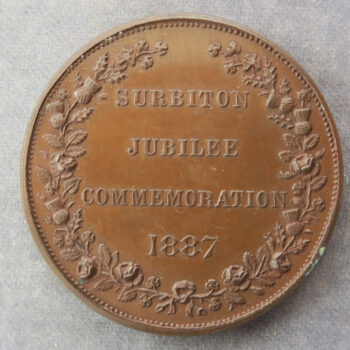 1887 / 1901 Victoria Jubilee Surbiton + similar inlaid with coins