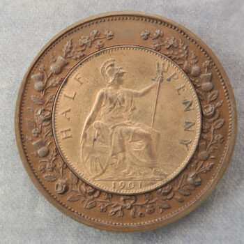 1887 / 1901 Victoria Jubilee Surbiton + similar inlaid with coins