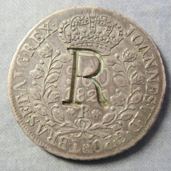 Brazil silver 960 Reis 1821 countermarked R