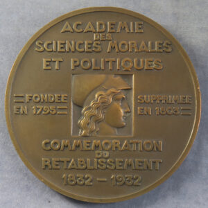 France Academie Sciences Morales Politiques 1932 bronze medal P Turin Art Deco