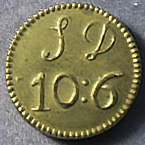 British brass coin weight to weigh Half Guinea - S D 10 6 Withers 1671g