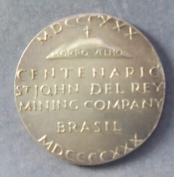 Brazil - 100 Years of St. John Del Rey Mining Company 1830-1930 silver medal
