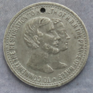 Recovery of the Prince of Wales 1874 celebrations at St Pauls - pewter medal - later Edward VII