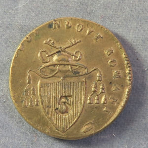 Italian made brass weight to weigh Papal 5 Scudi - arms of Pope Gregory XVI