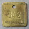 Miners lamp check, Hagenbeck - German coal miners check brass 35.5mm.