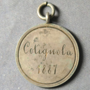 Italy Cotignola 1877 3rd prize shooting medal engraved ? 2 Lire