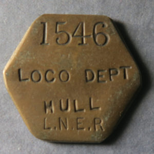 GB L.N.E.R. Loco Dept. HULL London North Eastern Railway tool / pay check token