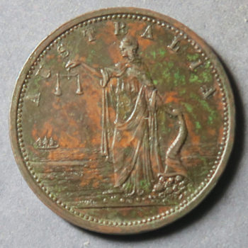 Australia penny token Iredale Andrews 295, Rennik 297