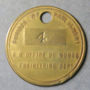GB Houses of Parliament HM Office of Works Engineering Department brass tool check