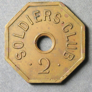 India Token Assam. Soldiers Club Shillong 2 Annas - WW2 period military