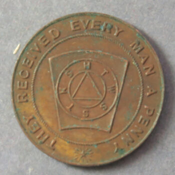 Scotland Masonic token penny, Edinburgh Cannongate & Leith, Lodge no. 5