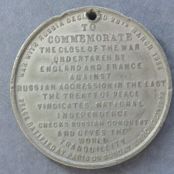 GB Peace Treaty of Paris 1856 medal - White Meta; - end of Crimean War