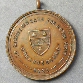 Edward VIII as Prince of Wales medal Visit to Johannesburg 1925 bronze