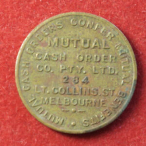 Australia - Mutual Cash Order Co Pty Ltd Melbourne advertising token 1930's