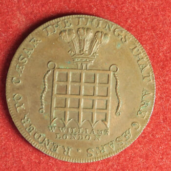 18th century token, Middlesex 916. London 1/2d W. Williams 1795