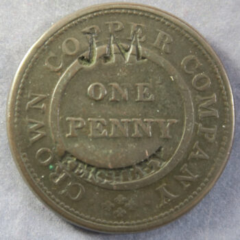 Crown Copper Co penny countermarked JM Keighley Withers 805