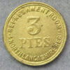 India - Military token - North Lancashire Regiment 3 Pies Refreshment token