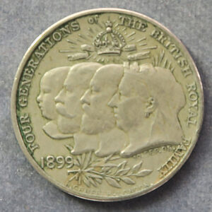 W. S. LINCOLN STAMP ALBUM PUBLISHER advertising token / medal by Grueber 1899 Royal Family