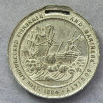 Shipwrecked Fishermen & Mariners Society 1884 numbered pass medal - Nelson portrait by J Moore