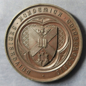 Scotland Academic prize medal, Edinburgh University 1906 to Hamilton F Kedslie - bronze prize medal