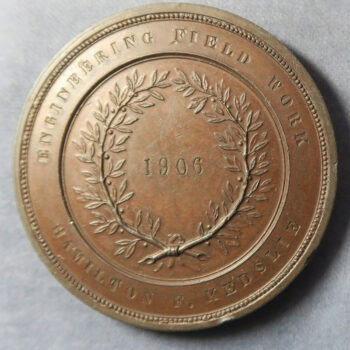 Scotland Academic prize medal, Edinburgh University 1906 to Hamilton F Kedslie - bronze prize medal