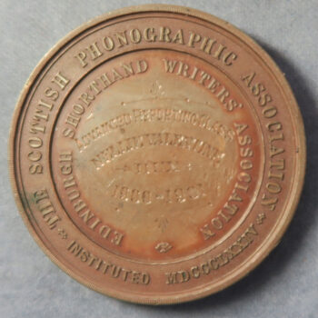 Scotland Academic prize medal, The Scottish Phonographic Association Shorthand prize to Millie Valentine 1901 - Pitman