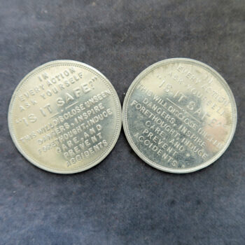 GB 1922 Safety Campaign jeton token advertising Aluminium tokens two vatieties