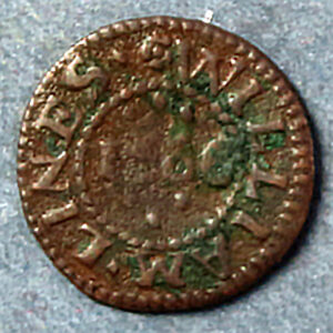 MB108031, Kent 29, Brasted (Brested), William Lines 1/4d 1666 token