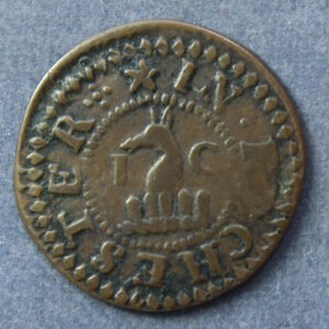 MB108191, Kent 465, Rochester, John Cobham1/4d, 1660 family crest horse between I C
