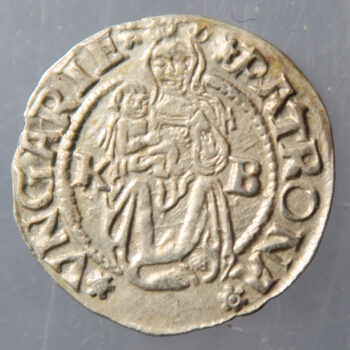 Hungary Ferdinand I 1526-64 silver Denar 1541 K B Madonna / curved sided shield