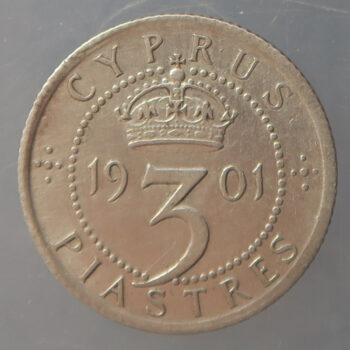 Cyprus 3 Piastres KM# 4 1901 - silver coin high grade