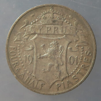Cyprus 4-1/2 Piastres KM# 5 1901 - silver coin VF