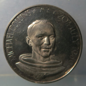 Moon Landing Apollo 11 1 ounce silver medal portrait of Michael Collins 1969 British Hallmark