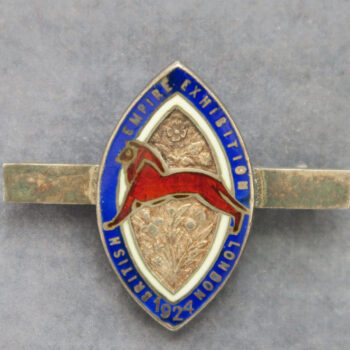 British Empire Exhibition 1924 silver & enamel badge - Red Wembley lion - bar broach