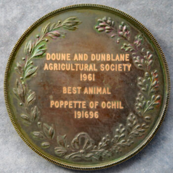 Agricultural medal - Aberdeen Angus Cattle Society prize bronze 1961 Doune & Dunblane AS