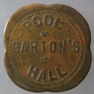USA Garton's Pool Hall 25 cent token brass - Chelam WA